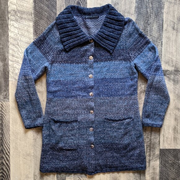 Peruvian Connection Cardigan Sweater Tunic Large Cotton Alpaca Wool - Picture 2 of 7